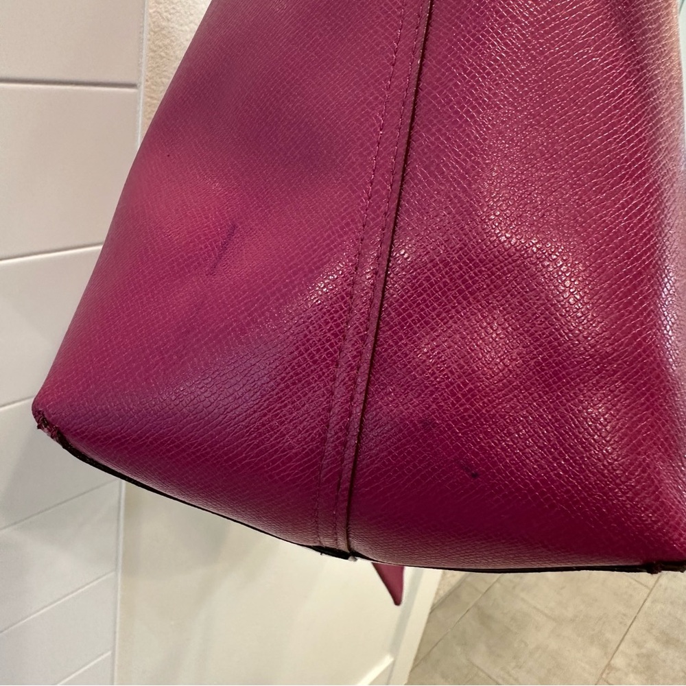 Coach Reversible City Tote In Signature Canvas  Dark Brown and Magenta - Picture 11 of 16